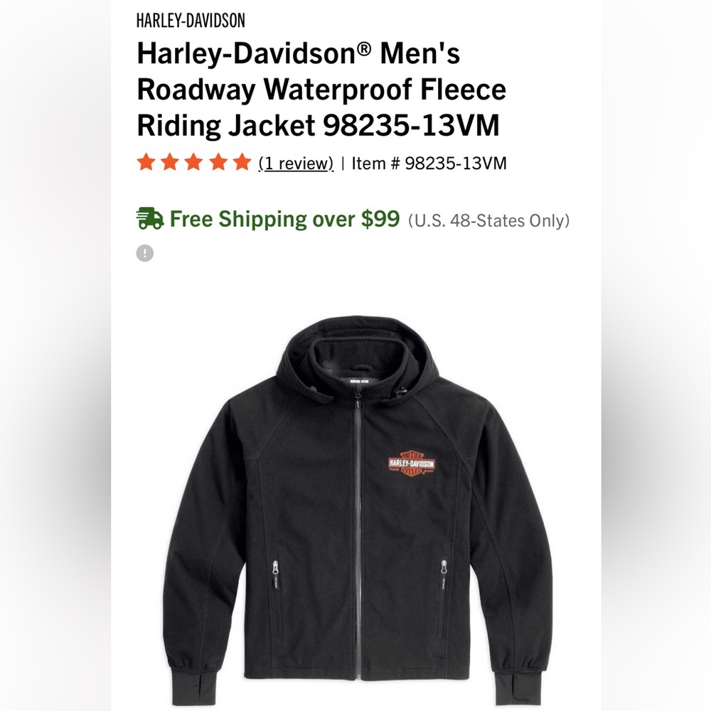 Harley Davidson men’s roadway waterproof fleece riding jacket